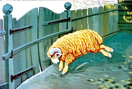 Поднялся баран, с разбегу стукнулся о ворота лбом 