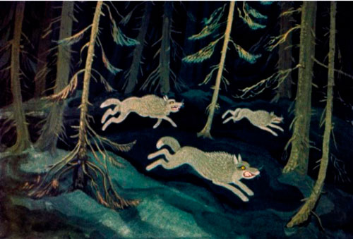 Волки пустились бежать без оглядки.