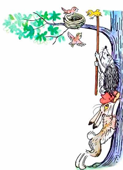 Посадил птенца на кончик своей палки