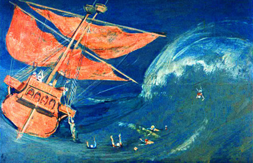 Ревущие волны поглотили людей. 