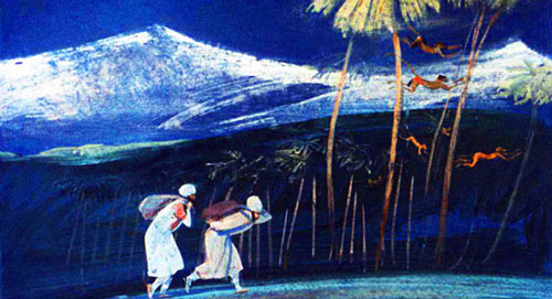 Они взвалили на плечи мешки и пошли в лес. 