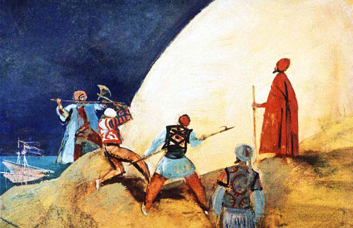 Купцы и матросы бросились н белому куполу 