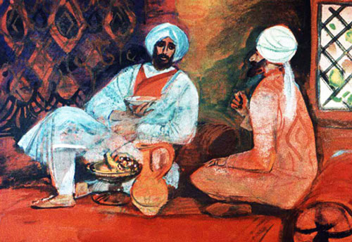 Мансур привёл Синдбада к себе в дом. 