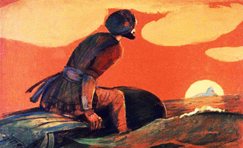 Синдбад увидел высокий берег.