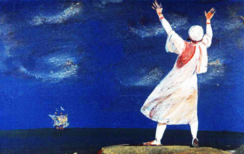 Синдбад увидел большой корабль.