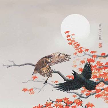 Японская сказка. Сова и ворон