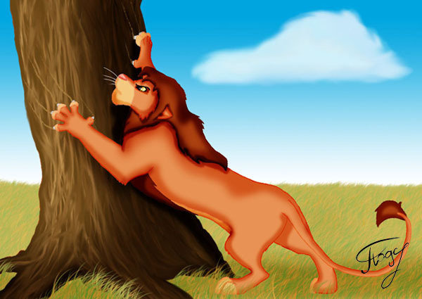 Как лиса перехитрила льва. Привяжись к дереву