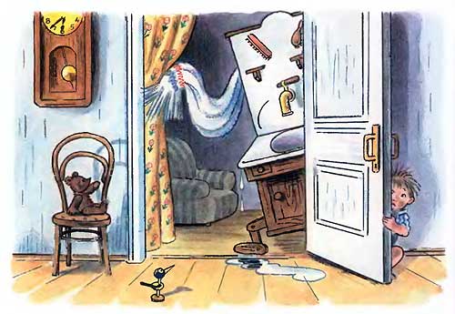 Мойдодыр. Выбегает умывальник