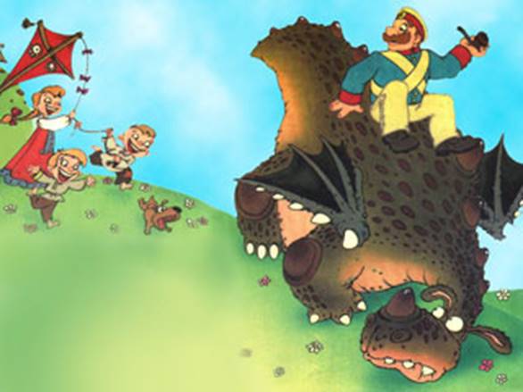 Взобрался солдат на змея 