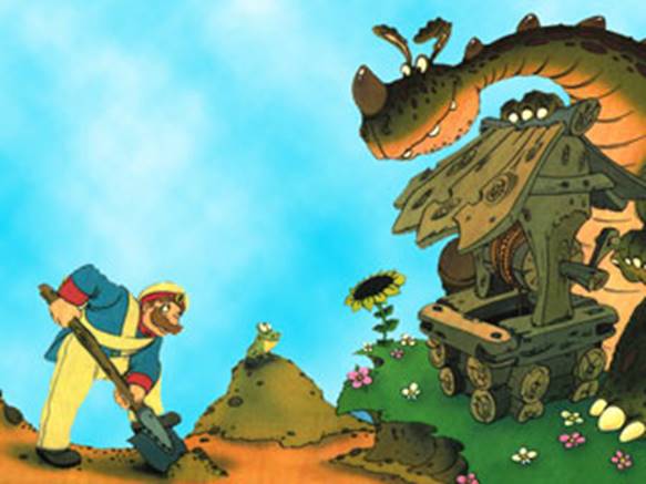 Затем взял лопату, и начал его по кругу окапывать. 