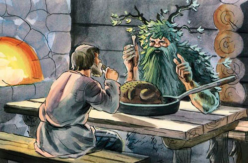 Вот они сели, да вдвоем целого гуся и съели. 