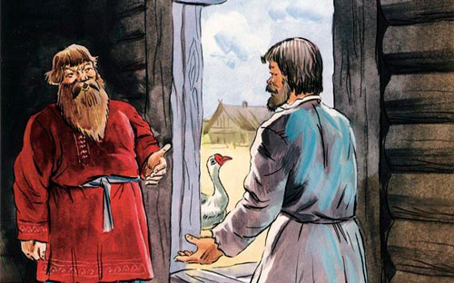 Выбрал он время и пришел в самый обед к бедному соседу. 