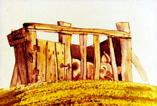 У самой дороги, в загоне, спала большая Свинья. 