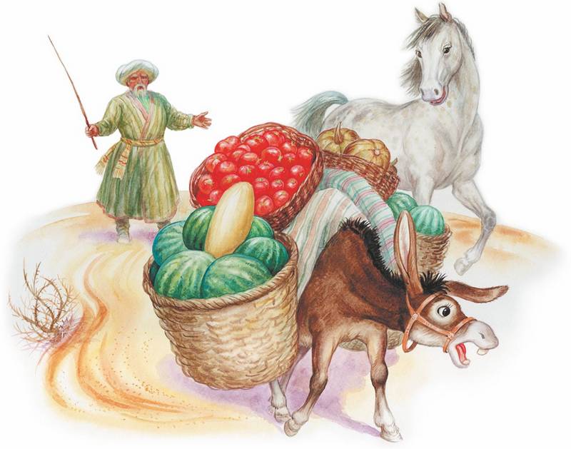 Слушать басню Толстого Л.Н «Осел и лошадь»