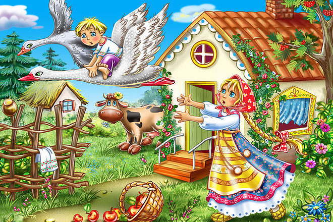 Слушать русскую народную сказку «Гуси-лебеди»