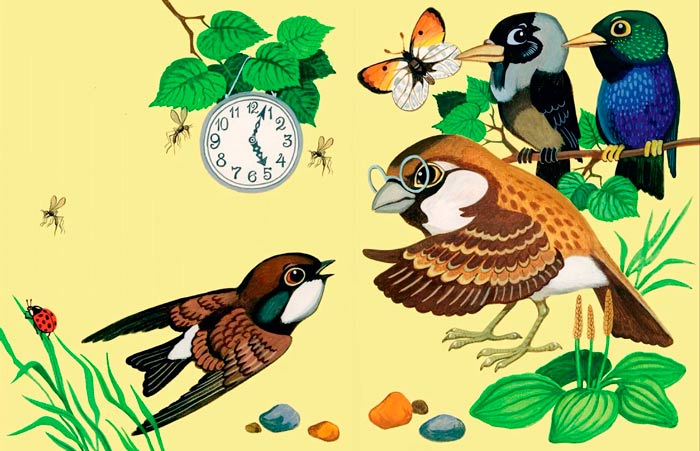 Слушать стихотворение Заходера Б.В. «Птичья школа»